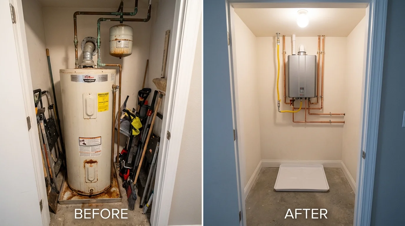 Tank water heater versus wall-mounted tankless unit comparison for Waycross, GA homeowners