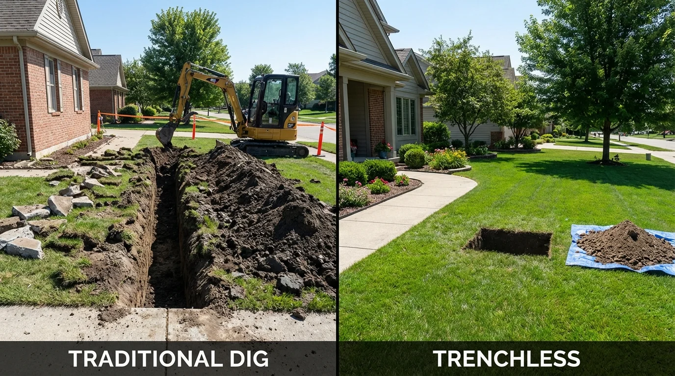 Trenchless sewer repair with minimal yard damage versus traditional excavation in Waycross, GA